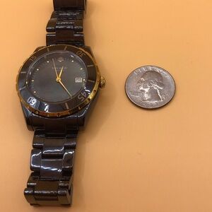 kate spade Black and Gold Ceramic Link Watch with Date